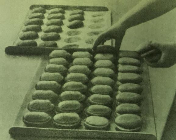 Proces pripreme kolača „Busha”. Fotografija iz knjige „Proizvodnja kolača i torti”, 1976 