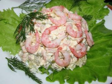 Salata „Olivier” sa škampima na Silvestrovo